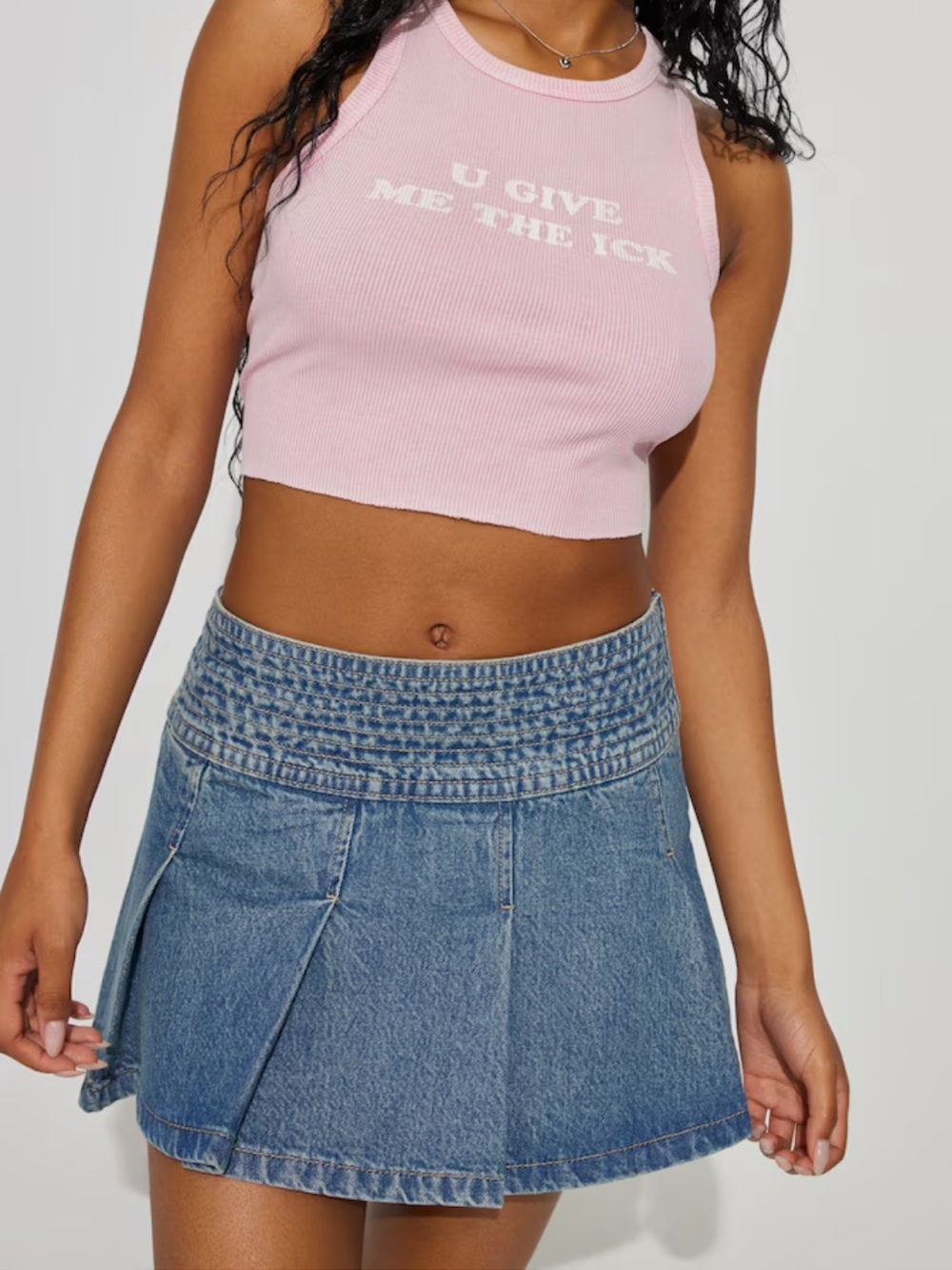 Garage Pleated Denim Mini Skort